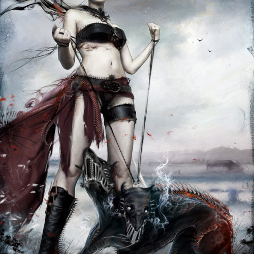 Illustration Dark Fantasy "GUARDIAN" par le Directeur Créatif Yayashin - Peinture digitale de Bruno Wagner.