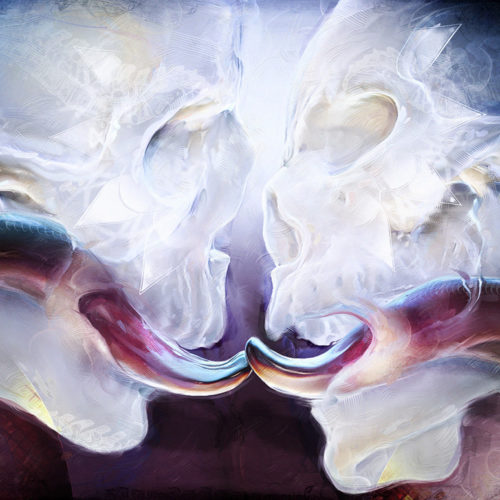 Illustration Dark Fantasy "Kiss" par le Directeur Créatif et illustrateur Yayashin - Peinture digitale de Bruno Wagner.