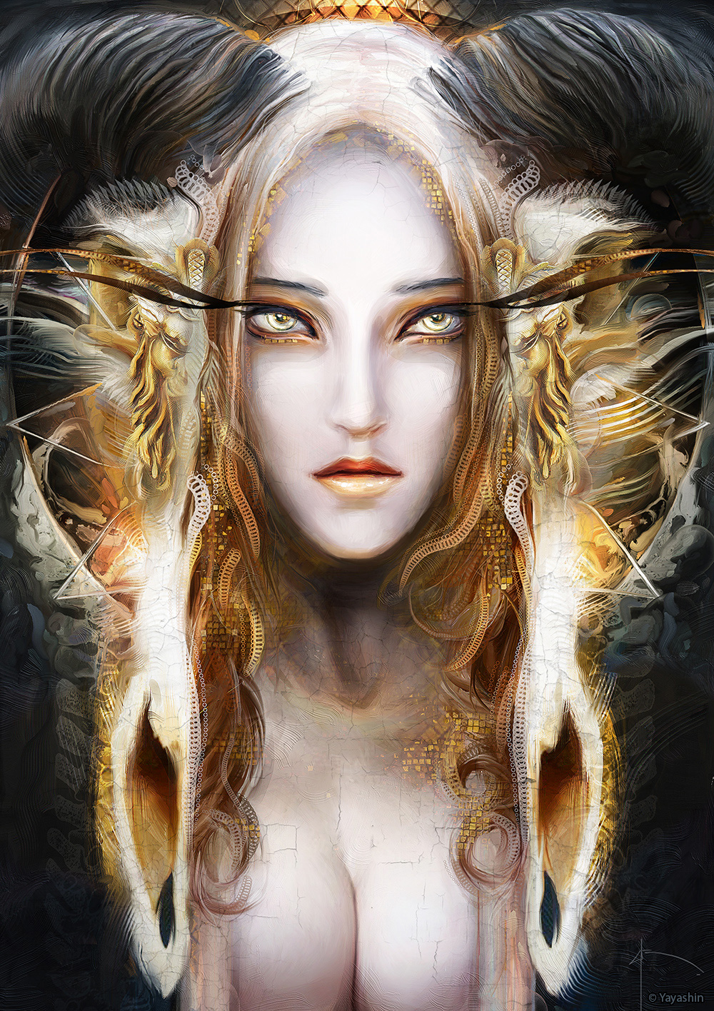 Succube, peinture digitale en character design dark fantasy par le directeur créatif du Château de Saint-Chamarand Bruno Wagner Yayashin.