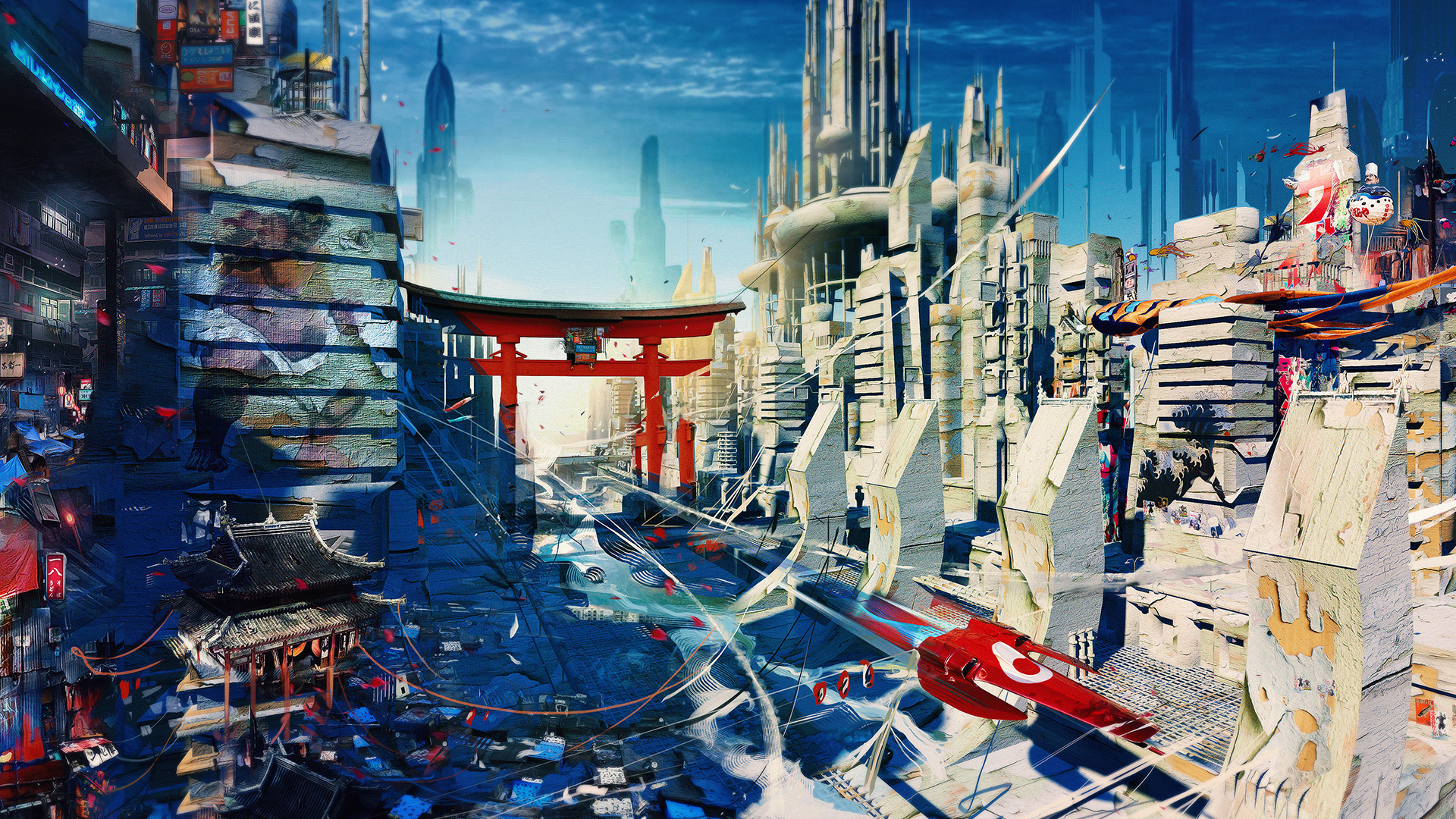 Tokyo Wipeout, peinture digitale en character design dark fantasy par le directeur créatif du Château de Saint-Chamarand Bruno Wagner Yayashin.